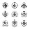 Lily Flowers Royal symbols emblems set. Heraldic Coat of Arms de