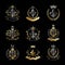 Lily Flowers Royal symbols emblems set. Heraldic Coat of Arms de
