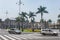 LIMA, PERU - APRIL 15, 2013: Lima Downtown, Peru. Many people and Palace in Background