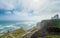 Lima, Peru. Landscape from Miraflores. South Pacific Ocean and living area in Background