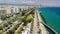 Limassol city embankment on sunny day, aerial view