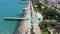 Limassol city embankment on sunny day, aerial view