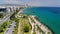 Limassol city embankment on sunny day, aerial view