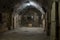 Limassol, Cyprus - Arched interior of a dark cellar of the Lemesos castle and museum