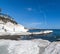 Limassol, Cyprus - Oct 10. 2019 Governor beach with white limestone cliffs. Landmark