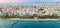 Limassol panorama, Cyprus. Coastline, beach and city buildings, aerial view from above