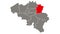 Limburg province blinking red highlighted in map of Belgium