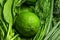 Lime. Delivery or purchase of health food products. Green food, vegetables, fruits, herbs