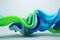 Lime and Electric Blue Twisted Waves in Smooth Minimalist Design and Unreal Engine 5