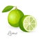Lime exotic fruit whole and half. Green lemon edible berry