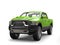 Lime green modern pick-up truck - beauty shot