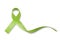 Lime Green ribbon for Lymphoma Cancer and mental health awareness for supporting and helping patient with illness bow isolated