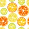 Lime, lemon and orange slices seamless pattern. Vector illustration.