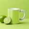 Lime Mug Mockup On Green Surface: Photorealistic Still Life With Sharp Vivid Colors