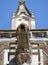 Lime sandstone gargoyles at St. Peter`s Cathedral in Regensburg, photographed in spring