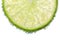 Lime Slice in Clear Fizzy Water Bubble Background