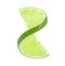 Lime slice cut off turned out isolated on a white background with clipping path. Element of packaging design. Full depth of field