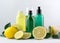 lime spa bottle organic oil natural treatment body skincare lemon. Generative AI.