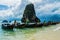 Lime Stone Formations and Boats, Phra Nang, Railay Beach, Krabi