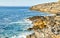 Lime stone shore in Irelan county Clare. Travel landscape on sunny day