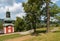 Lime trees growing at late Baroque calvary in Banska Stiavnica, Slovakia