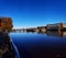 limerick city skyline ireland. beautiful limerick urban cityscape over the river shannon on a sunny day with blue skies.