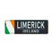 Limerick national flag of Ireland with green, white and orange colors and inscription of city