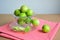 Limes in glass bowl and limes slice.