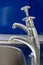 Limescale build-up on kitchen or bathroom faucet. Old chrome tap