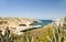 Limestone beach Milos Cyclades Greece