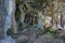 Limestone cavern columns Rurutu island Australes