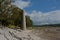 Limestone chimney. Jenny Brown`s Point, Silverdale, Lancashire