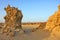 Limestone chimneys on the dried lake Abbe in Djibuti