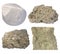 Limestone collage (chalk, tufa, fossiliferous limestone, grainstone)