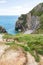 Limestone Foldings on Stair Hole Chalk Cliffs and Atlantic Ocean