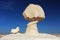 Limestone formation rocks known as The mushroom and the chicken in the White Desert Natural Park, close to Farafra oasis, Egypt