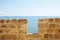 Limestone fort wall close-up.