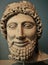 Limestone head from a statue of a bearded worshipper found in Cyprus exhibited at the British Museum in London