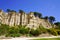 Limestone high chimneys formation geologic natural french park in Orgues Ille sur Tet Languedoc in France