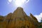 Limestone high chimneys formation geologic natural landscape in Orgues Ille sur Tet Languedoc in France