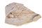 Limestone with the imprint of a fish with a sail light. Sparus brusinai is isolated on a white background. Paleontology