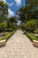 Limestone path in beautiful summer gardens of Palazzo Parisio, Naxxar, Malta, Europe.