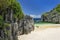 Limestone rock formation on Lahus Island beach, Caramoan, Camarines Sur Province, Luzon in the Philippines