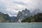 Limestone rock landscape view - Cheow lan lake, Khao Sok, Thailand