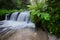 Limestone rock steps create a waterfall