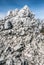 Limestone rocks with clear sky above in Palava mountains in South Moravia