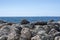 Limestone rocks seaside blue Mediterranean sea