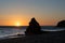 Limestone Stack on the beach at sunrise