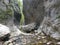 Limestone walls and stone in Cheile Rametului