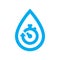 Limit water use icon. Blue stopwatch in water drop symbol